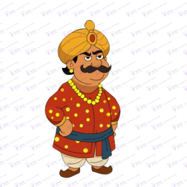 Indian Cartoon King Character | Flat Design Vector Illustration | .FLA File