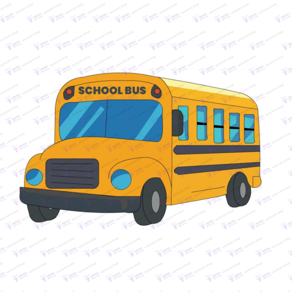 Vector illustration of a cartoon-style yellow school bus designed for animation use in Adobe Animate.
