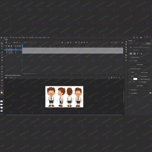 Animated School Boy Character Pack – FLA File with Lip Sync, Eye Blink & Hand Poses - Image 2