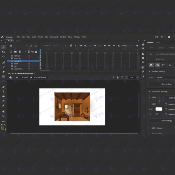 Village Room Background | Animated Vector Art (.FLA) - Image 2