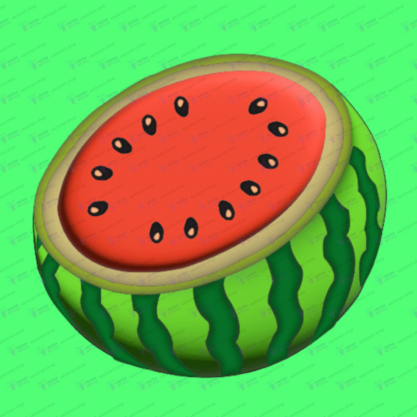 3D half-cut watermelon vector illustration created in Adobe Illustrator